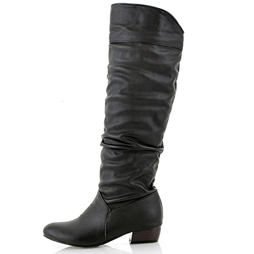 Damen Hohe Stiefel mit Blockabsatz, Winterstiefel Leisure Ohne Verschluss Overknees Stiefel Mitte Absatz Runde Zehen Pelzgefüttert 297 Schwarz/Dl Gr 47 EU Damen Hohe Stiefel mit Blockabsatz, Winterstiefel Leisure Ohne Verschluss Overknees Stiefel Mitte Absatz Runde Zehen Pelzgefüttert 297 Schwarz/Dl Gr 47 EU von Lroey Reoly