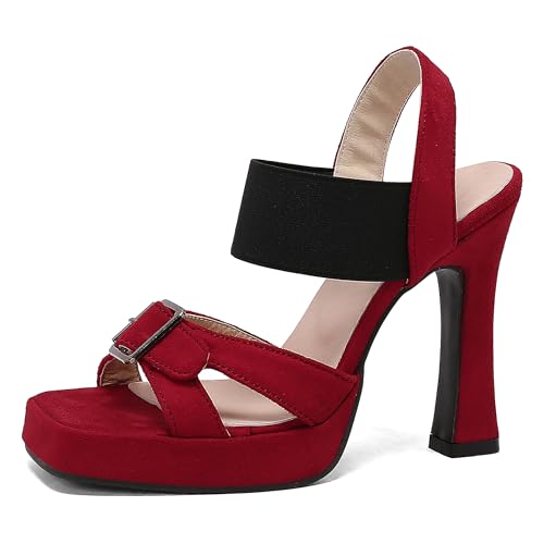 Lroey Reoly Damen Hohen Blockabsatz Sandals Square Toe Buro Schuhe Ls1010 Rot Gr 38 EU Lroey Reoly Damen Hohen Blockabsatz Sandals Square Toe Buro Schuhe Ls1010 Rot Gr 38 EU von Lroey Reoly