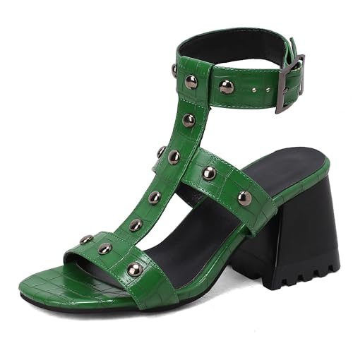 Lroey Reoly Damen Hohen Blockabsatz Sandals Square Toe Party Schuhe Ls1011 Grün Gr 32 EU Lroey Reoly Damen Hohen Blockabsatz Sandals Square Toe Party Schuhe Ls1011 Grün Gr 32 EU von Lroey Reoly
