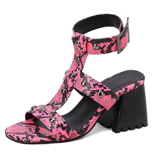 Lroey Reoly Damen Hohen Blockabsatz Sandals Square Toe Party Schuhe Ls1011 Rose-Rot Gr 48 EU Lroey Reoly Damen Hohen Blockabsatz Sandals Square Toe Party Schuhe Ls1011 Rose-Rot Gr 48 EU von Lroey Reoly
