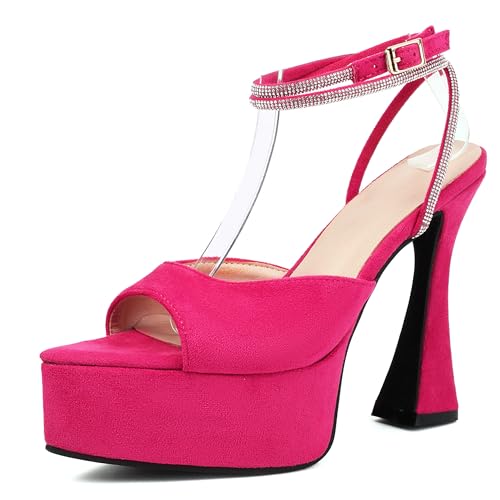 Lroey Reoly Damen Hohen Blockabsatz Sandals mit Plateau Pointed Toe Abendschuhe Ls843 Rose-Rot Gr 47 EU Lroey Reoly Damen Hohen Blockabsatz Sandals mit Plateau Pointed Toe Abendschuhe Ls843 Rose-Rot Gr 47 EU von Lroey Reoly