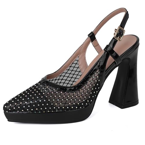 Lroey Reoly Damen Hohen Blockabsatz Sandals mit Plateau Pointed Toe Buro Schuhe Ls810 Schwarz Gr 40 EU Lroey Reoly Damen Hohen Blockabsatz Sandals mit Plateau Pointed Toe Buro Schuhe Ls810 Schwarz Gr 40 EU von Lroey Reoly