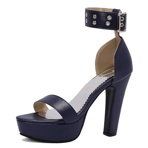 Lroey Reoly Damen Hohen Blockabsatz Sandals mit Plateau Runde Zehen Abendschuhe Ls1067 Blau Gr 40 EU Lroey Reoly Damen Hohen Blockabsatz Sandals mit Plateau Runde Zehen Abendschuhe Ls1067 Blau Gr 40 EU von Lroey Reoly
