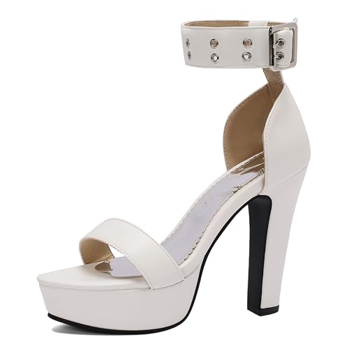 Lroey Reoly Damen Hohen Blockabsatz Sandals mit Plateau Runde Zehen Abendschuhe Ls1067 Weiß Gr 40 EU Lroey Reoly Damen Hohen Blockabsatz Sandals mit Plateau Runde Zehen Abendschuhe Ls1067 Weiß Gr 40 EU von Lroey Reoly