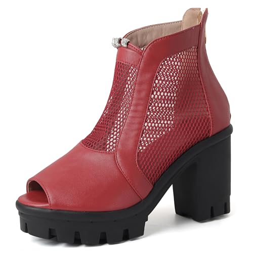 Lroey Reoly Damen Hohen Blockabsatz Sandals mit Plateau Runde Zehen Daily Schuhe Ls806 Rot Gr 42 EU Lroey Reoly Damen Hohen Blockabsatz Sandals mit Plateau Runde Zehen Daily Schuhe Ls806 Rot Gr 42 EU von Lroey Reoly