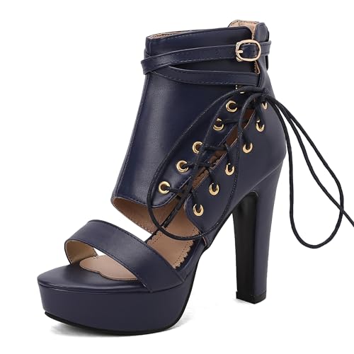 Lroey Reoly Damen Hohen Blockabsatz Sandals mit Plateau Runde Zehen Kleid Sandale Ls1052 Blau Gr 50 EU Lroey Reoly Damen Hohen Blockabsatz Sandals mit Plateau Runde Zehen Kleid Sandale Ls1052 Blau Gr 50 EU von Lroey Reoly