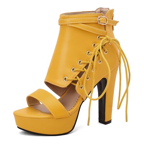 Lroey Reoly Damen Hohen Blockabsatz Sandals mit Plateau Runde Zehen Kleid Sandale Ls1052 Gelb Gr 45 EU Lroey Reoly Damen Hohen Blockabsatz Sandals mit Plateau Runde Zehen Kleid Sandale Ls1052 Gelb Gr 45 EU von Lroey Reoly
