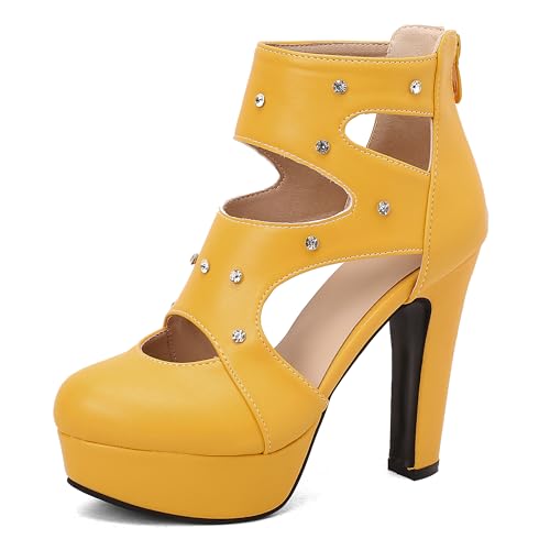 Lroey Reoly Damen Hohen Blockabsatz Sandals mit Plateau Runde Zehen Kleid Sandale Ls1056 Gelb Gr 34 EU Lroey Reoly Damen Hohen Blockabsatz Sandals mit Plateau Runde Zehen Kleid Sandale Ls1056 Gelb Gr 34 EU von Lroey Reoly