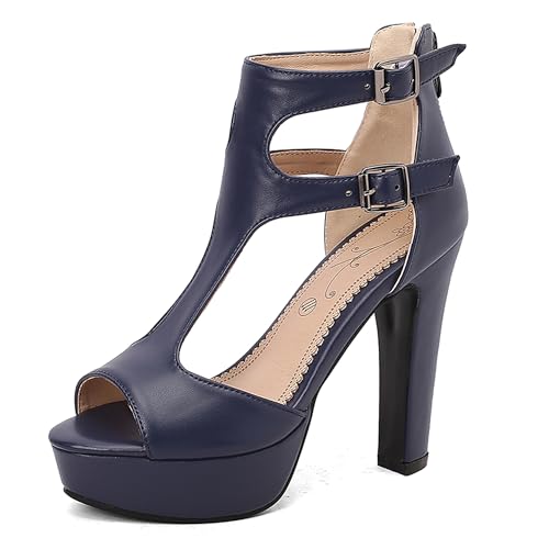 Lroey Reoly Damen Hohen Blockabsatz Sandals mit Plateau Runde Zehen Party Schuhe Ls1051 Blau Gr 35 EU Lroey Reoly Damen Hohen Blockabsatz Sandals mit Plateau Runde Zehen Party Schuhe Ls1051 Blau Gr 35 EU von Lroey Reoly