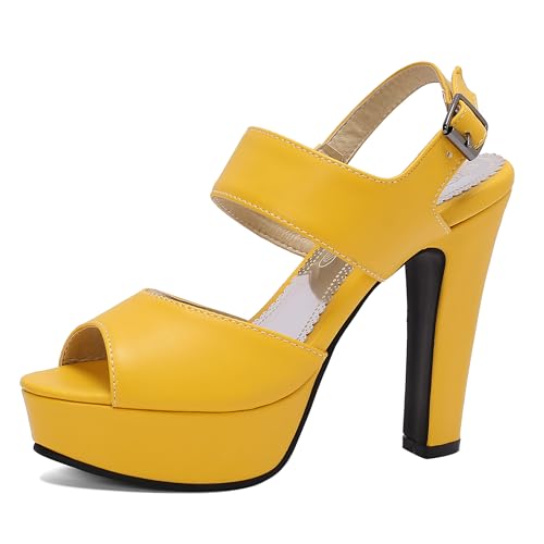 Lroey Reoly Damen Hohen Blockabsatz Sandals mit Plateau Runde Zehen Party Schuhe Ls1068 Gelb Gr 45 EU Lroey Reoly Damen Hohen Blockabsatz Sandals mit Plateau Runde Zehen Party Schuhe Ls1068 Gelb Gr 45 EU von Lroey Reoly