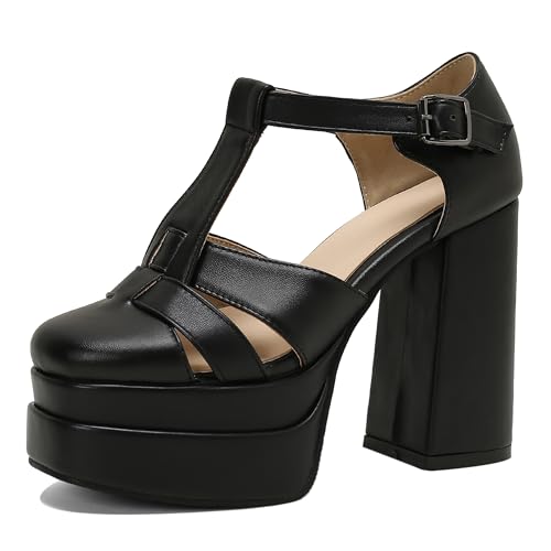 Lroey Reoly Damen Hohen Blockabsatz Sandals mit Plateau Square Toe Abendschuhe Ls1072 Schwarz Gr 50 EU Lroey Reoly Damen Hohen Blockabsatz Sandals mit Plateau Square Toe Abendschuhe Ls1072 Schwarz Gr 50 EU von Lroey Reoly