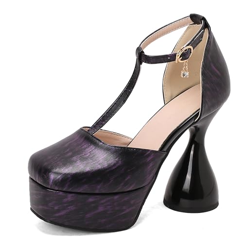 Lroey Reoly Damen Hohen Blockabsatz Sandals mit Plateau Square Toe Abendschuhe Ls770 Violett Gr 38 EU Lroey Reoly Damen Hohen Blockabsatz Sandals mit Plateau Square Toe Abendschuhe Ls770 Violett Gr 38 EU von Lroey Reoly
