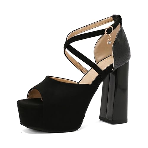 Lroey Reoly Damen Hohen Blockabsatz Sandals mit Plateau Square Toe Abendschuhe Ls775 Schwarz Gr 45 EU Lroey Reoly Damen Hohen Blockabsatz Sandals mit Plateau Square Toe Abendschuhe Ls775 Schwarz Gr 45 EU von Lroey Reoly