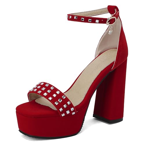 Lroey Reoly Damen Hohen Blockabsatz Sandals mit Plateau Square Toe Abendschuhe Ls779 Rot Gr 50 EU Lroey Reoly Damen Hohen Blockabsatz Sandals mit Plateau Square Toe Abendschuhe Ls779 Rot Gr 50 EU von Lroey Reoly
