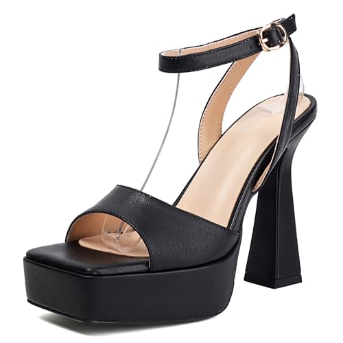 Lroey Reoly Damen Hohen Blockabsatz Sandals mit Plateau Square Toe Abendschuhe Ls867 Schwarz Gr 38 EU Lroey Reoly Damen Hohen Blockabsatz Sandals mit Plateau Square Toe Abendschuhe Ls867 Schwarz Gr 38 EU von Lroey Reoly