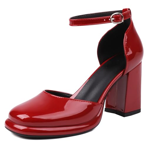 Lroey Reoly Damen Hohen Blockabsatz Sandals mit Plateau Square Toe Daily Schuhe Ls763 Rot Gr 47 EU Lroey Reoly Damen Hohen Blockabsatz Sandals mit Plateau Square Toe Daily Schuhe Ls763 Rot Gr 47 EU von Lroey Reoly