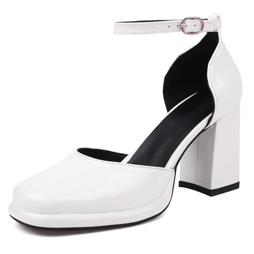 Lroey Reoly Damen Hohen Blockabsatz Sandals mit Plateau Square Toe Daily Schuhe Ls763 Weiß Gr 36 EU Lroey Reoly Damen Hohen Blockabsatz Sandals mit Plateau Square Toe Daily Schuhe Ls763 Weiß Gr 36 EU von Lroey Reoly