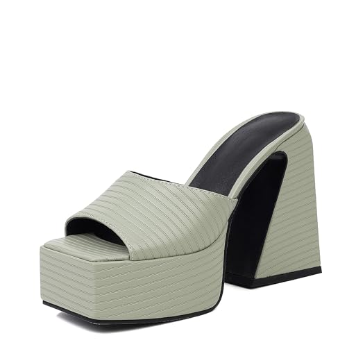 Lroey Reoly Damen Hohen Blockabsatz Sandals mit Plateau Square Toe Daily Schuhe Ls764 Grün Gr 43 EU Lroey Reoly Damen Hohen Blockabsatz Sandals mit Plateau Square Toe Daily Schuhe Ls764 Grün Gr 43 EU von Lroey Reoly