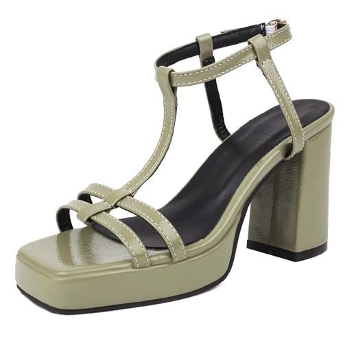 Lroey Reoly Damen Hohen Blockabsatz Sandals mit Plateau Square Toe Kleid Sandale Ls1076 Grün Gr 41 EU Lroey Reoly Damen Hohen Blockabsatz Sandals mit Plateau Square Toe Kleid Sandale Ls1076 Grün Gr 41 EU von Lroey Reoly