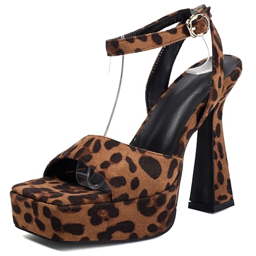 Lroey Reoly Damen Hohen Blockabsatz Sandals mit Plateau Square Toe Kleid Sandale Ls866 Leopard-Print-Ms Gr 38 EU Lroey Reoly Damen Hohen Blockabsatz Sandals mit Plateau Square Toe Kleid Sandale Ls866 Leopard-Print-Ms Gr 38 EU von Lroey Reoly