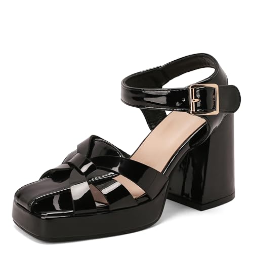 Lroey Reoly Damen Hohen Blockabsatz Sandals mit Plateau Square Toe Kleid Sandale Ls892 Schwarz Gr 35 EU Lroey Reoly Damen Hohen Blockabsatz Sandals mit Plateau Square Toe Kleid Sandale Ls892 Schwarz Gr 35 EU von Lroey Reoly