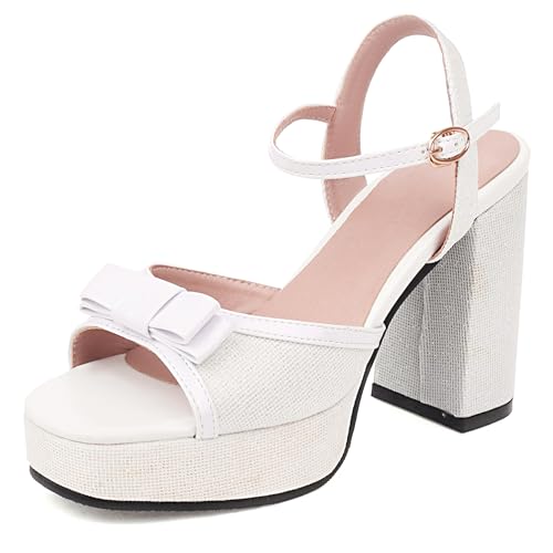 Lroey Reoly Damen Hohen Blockabsatz Sandals mit Plateau Square Toe Kleid Sandale Ls907 Weiß Gr 36 EU Lroey Reoly Damen Hohen Blockabsatz Sandals mit Plateau Square Toe Kleid Sandale Ls907 Weiß Gr 36 EU von Lroey Reoly
