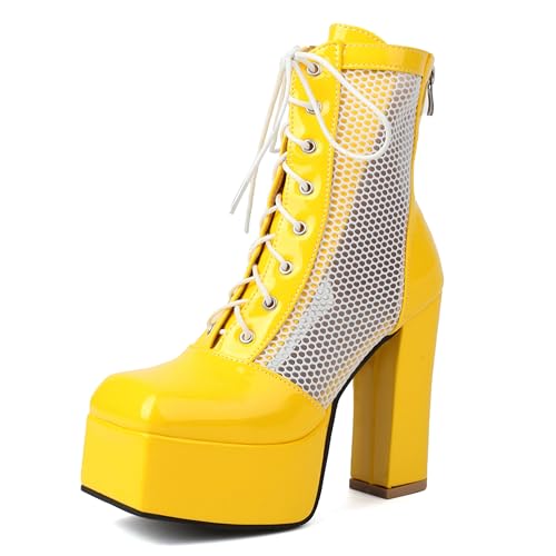 Lroey Reoly Damen Hohen Blockabsatz Sandals mit Plateau Square Toe Party Schuhe Ls871 Gelb Gr 38 EU Lroey Reoly Damen Hohen Blockabsatz Sandals mit Plateau Square Toe Party Schuhe Ls871 Gelb Gr 38 EU von Lroey Reoly