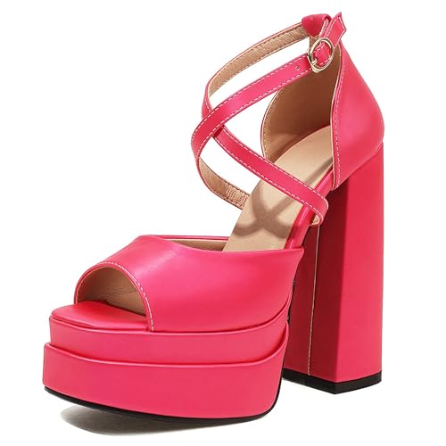 Lroey Reoly Damen Hohen Blockabsatz Sandals mit Plateau Square Toe Party Schuhe Ls900 Rose-Rot Gr 39 EU Lroey Reoly Damen Hohen Blockabsatz Sandals mit Plateau Square Toe Party Schuhe Ls900 Rose-Rot Gr 39 EU von Lroey Reoly