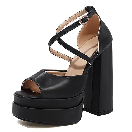 Lroey Reoly Damen Hohen Blockabsatz Sandals mit Plateau Square Toe Party Schuhe Ls900 Schwarz Gr 39 EU Lroey Reoly Damen Hohen Blockabsatz Sandals mit Plateau Square Toe Party Schuhe Ls900 Schwarz Gr 39 EU von Lroey Reoly