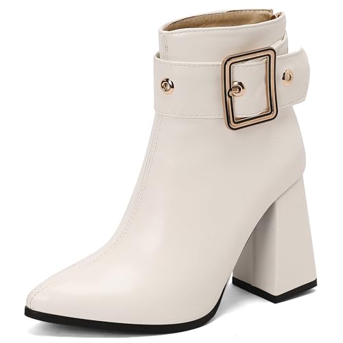 Lroey Reoly Damen Hohen Blockabsatz Stiefeletten Pointed Toe Kleid Stiefeletten Dx941 Weiß Gr 38 EU Lroey Reoly Damen Hohen Blockabsatz Stiefeletten Pointed Toe Kleid Stiefeletten Dx941 Weiß Gr 38 EU von Lroey Reoly