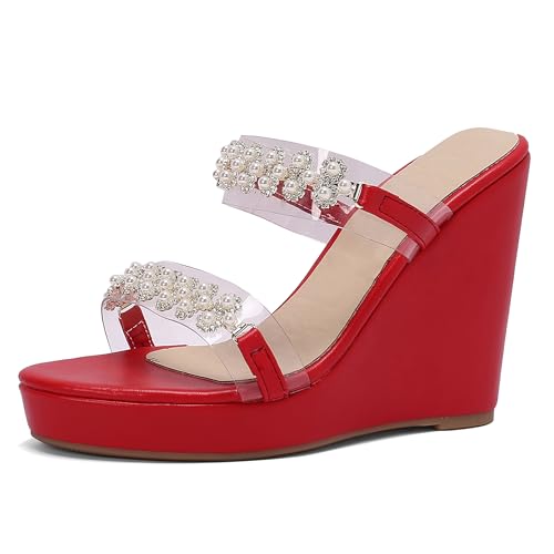 Lroey Reoly Damen Hohen Keilabsatz Sandals mit Plateau Runde Zehen Daily Schuhe Ls1069 Rot Gr 38 EU Lroey Reoly Damen Hohen Keilabsatz Sandals mit Plateau Runde Zehen Daily Schuhe Ls1069 Rot Gr 38 EU von Lroey Reoly
