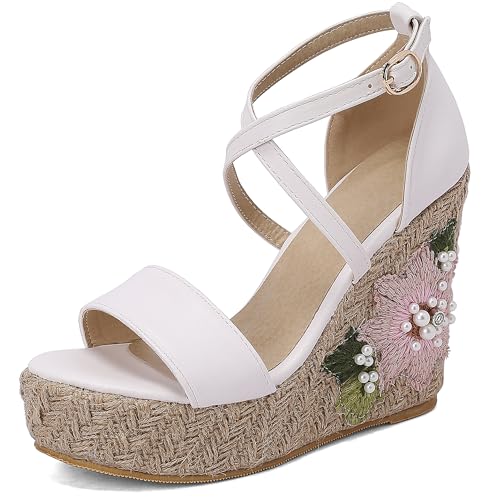 Lroey Reoly Damen Hohen Keilabsatz Sandals mit Plateau Runde Zehen Daily Schuhe Ls878 Weiß Gr 38 EU Lroey Reoly Damen Hohen Keilabsatz Sandals mit Plateau Runde Zehen Daily Schuhe Ls878 Weiß Gr 38 EU von Lroey Reoly