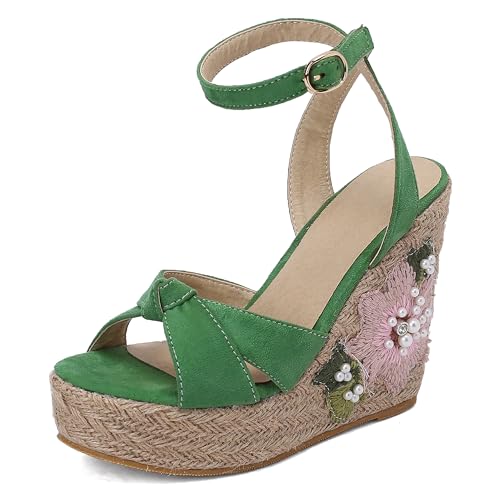 Lroey Reoly Damen Hohen Keilabsatz Sandals mit Plateau Runde Zehen Daily Schuhe Ls879 Grün Gr 38 EU Lroey Reoly Damen Hohen Keilabsatz Sandals mit Plateau Runde Zehen Daily Schuhe Ls879 Grün Gr 38 EU von Lroey Reoly