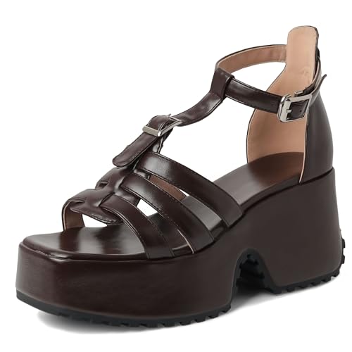 Lroey Reoly Damen Hohen Keilabsatz Sandals mit Plateau Square Toe Daily Schuhe Ls802 Braun Gr 43 EU Lroey Reoly Damen Hohen Keilabsatz Sandals mit Plateau Square Toe Daily Schuhe Ls802 Braun Gr 43 EU von Lroey Reoly