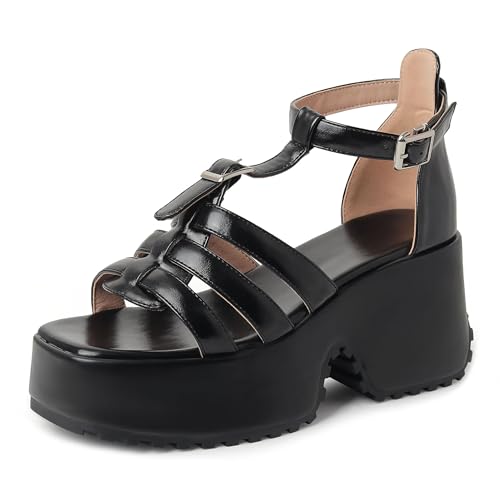 Lroey Reoly Damen Hohen Keilabsatz Sandals mit Plateau Square Toe Daily Schuhe Ls802 Schwarz Gr 41 EU Lroey Reoly Damen Hohen Keilabsatz Sandals mit Plateau Square Toe Daily Schuhe Ls802 Schwarz Gr 41 EU von Lroey Reoly