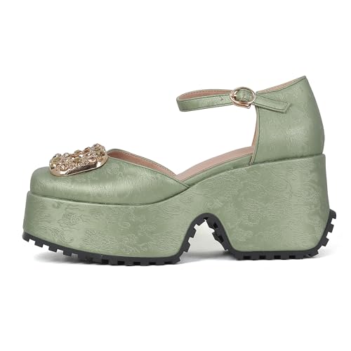 Lroey Reoly Damen Hohen Keilabsatz Sandals mit Plateau Square Toe Kleid Sandale Ls799 Grün Gr 41 EU Lroey Reoly Damen Hohen Keilabsatz Sandals mit Plateau Square Toe Kleid Sandale Ls799 Grün Gr 41 EU von Lroey Reoly