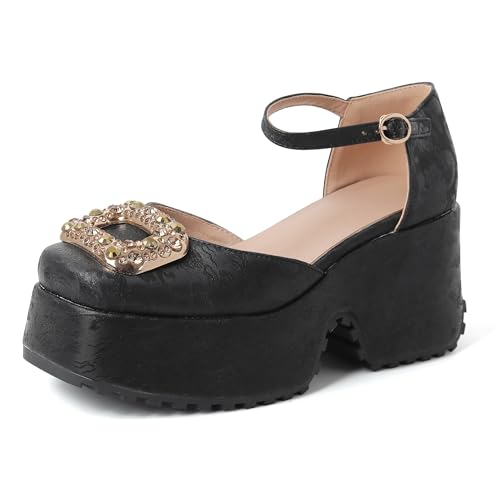 Lroey Reoly Damen Hohen Keilabsatz Sandals mit Plateau Square Toe Kleid Sandale Ls799 Schwarz Gr 39 EU Lroey Reoly Damen Hohen Keilabsatz Sandals mit Plateau Square Toe Kleid Sandale Ls799 Schwarz Gr 39 EU von Lroey Reoly