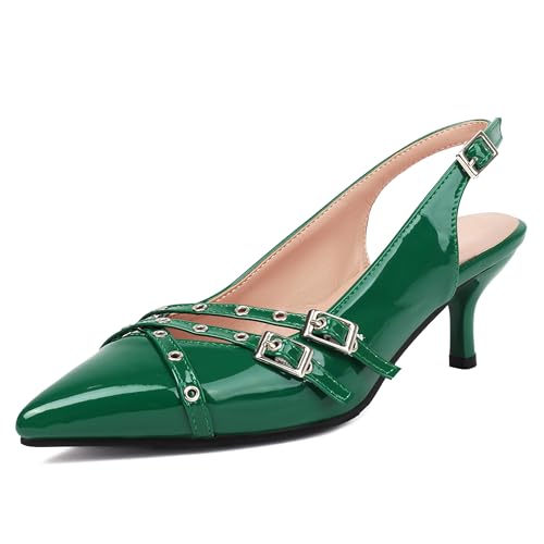 Lroey Reoly Damen Kitten Heel Sandals Pointed Toe Buro Schuhe Ls904 Grün Gr 41 EU Lroey Reoly Damen Kitten Heel Sandals Pointed Toe Buro Schuhe Ls904 Grün Gr 41 EU von Lroey Reoly