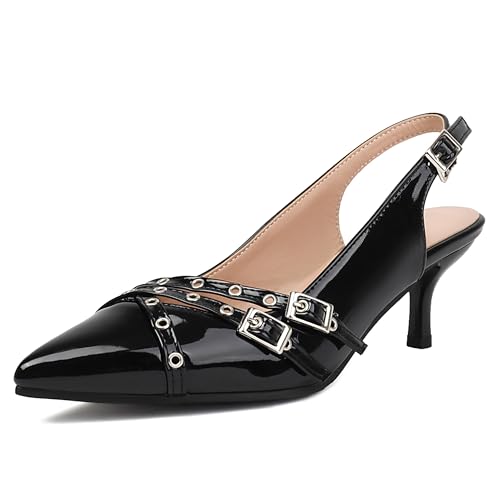Lroey Reoly Damen Kitten Heel Sandals Pointed Toe Buro Schuhe Ls904 Schwarz Gr 41 EU Lroey Reoly Damen Kitten Heel Sandals Pointed Toe Buro Schuhe Ls904 Schwarz Gr 41 EU von Lroey Reoly