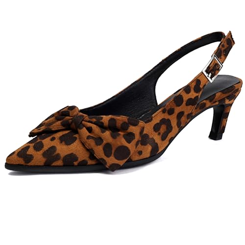 Lroey Reoly Damen Kitten Heel Sandals Pointed Toe Party-Sandale Ls1035 Braun Gr 45 EU von Lroey Reoly