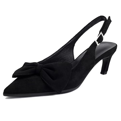 Lroey Reoly Damen Kitten Heel Sandals Pointed Toe Party-Sandale Ls1035 Schwarz Gr 40 EU von Lroey Reoly
