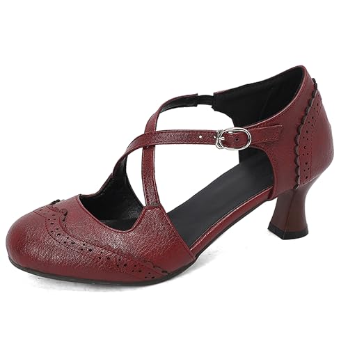 Lroey Reoly Damen Kitten Heel Sandals Runde Zehen Buro Schuhe Ls1004 Rotwein Gr 38 EU Lroey Reoly Damen Kitten Heel Sandals Runde Zehen Buro Schuhe Ls1004 Rotwein Gr 38 EU von Lroey Reoly
