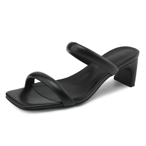 Lroey Reoly Damen Kitten Heel Sandals Square Toe Daily Schuhe Ls977 Schwarz Gr 41 EU von Lroey Reoly