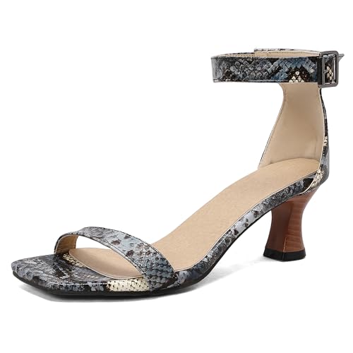 Lroey Reoly Damen Kitten Heel Sandals Square Toe Kleid Sandale Ls1006 Snakeskin-Print-Grau-Blau Gr 41 EU Lroey Reoly Damen Kitten Heel Sandals Square Toe Kleid Sandale Ls1006 Snakeskin-Print-Grau-Blau Gr 41 EU von Lroey Reoly