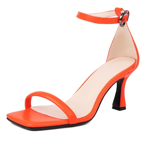 Lroey Reoly Damen Kitten Heel Sandals Square Toe Kleid Sandale Ls883 Orange Gr 42 EU Lroey Reoly Damen Kitten Heel Sandals Square Toe Kleid Sandale Ls883 Orange Gr 42 EU von Lroey Reoly