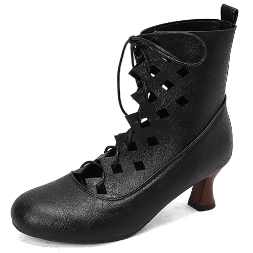 Lroey Reoly Damen Kitten Heel Stiefeletten Runde Zehen Daily Dx960 Schwarz Gr 35 EU von Lroey Reoly