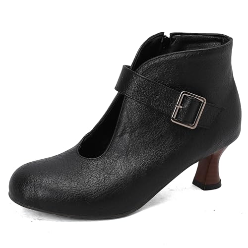 Lroey Reoly Damen Kitten Heel Stiefeletten Runde Zehen Daily Dx961 Schwarz Gr 33 EU von Lroey Reoly