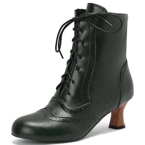 Lroey Reoly Damen Kitten Heel Stiefeletten Runde Zehen Daily Dx962 Grün Gr 43 EU von Lroey Reoly