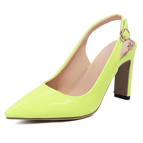 Lroey Reoly Damen Louis- XV Absatz Sandals Pointed Toe Party Schuhe Ls1104 Gelb-Grün Gr 42 EU von Lroey Reoly