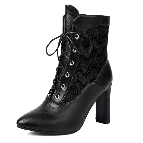 Lroey Reoly Damen Louis- XV Absatz Stiefeletten Pointed Toe Abend Dx949 Schwarz Gr 36 EU von Lroey Reoly